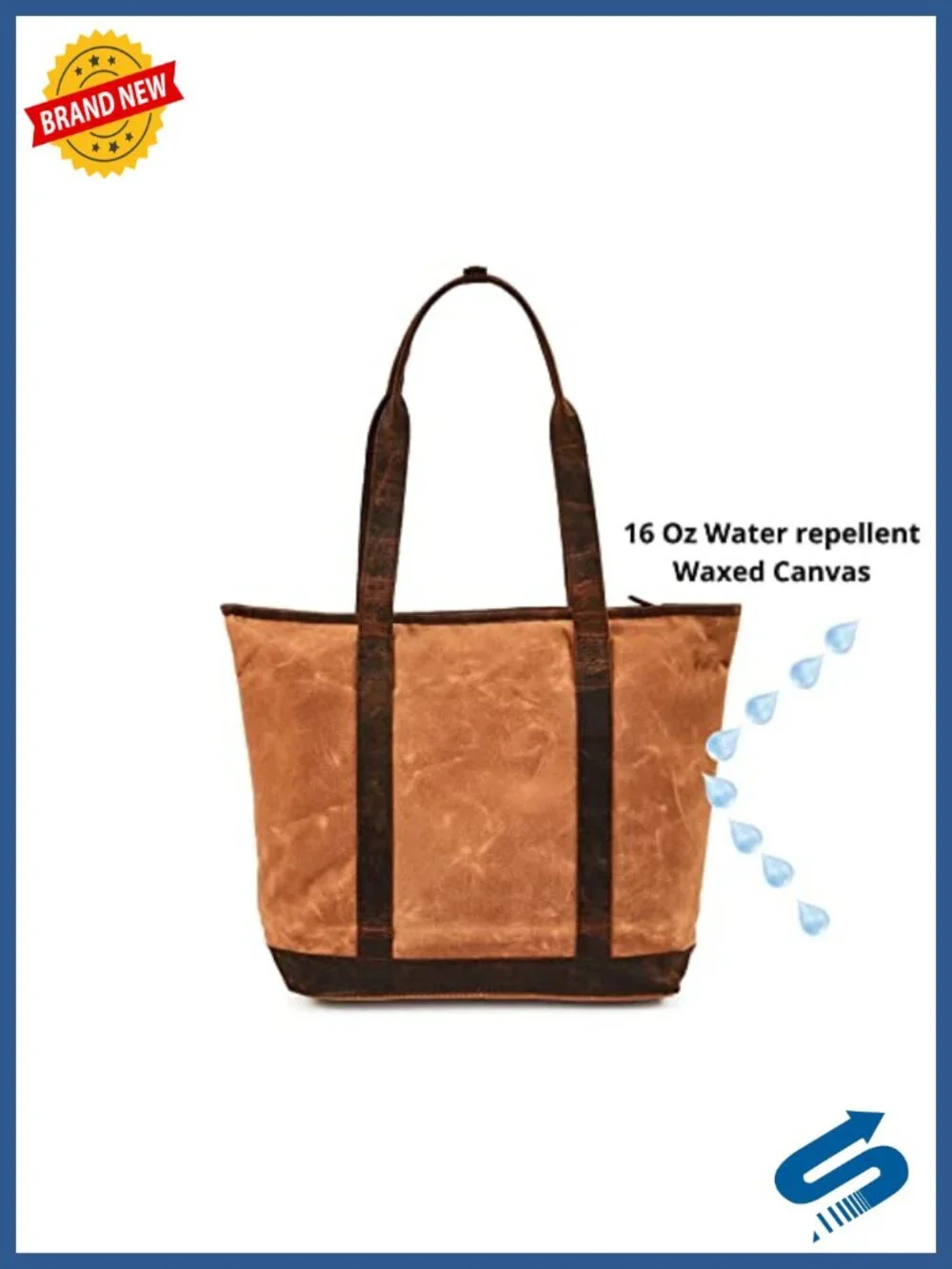 Large Tote Bag for Women Work Shoulder Handbag Waxed Canvas Leather Trim Fits